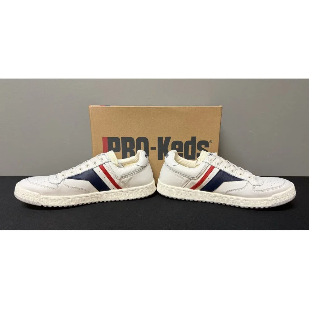 Pro-Keds Skyhawk Men's Size 13 (M) White/Blue/Red Low Top Leather Sneakers NWT